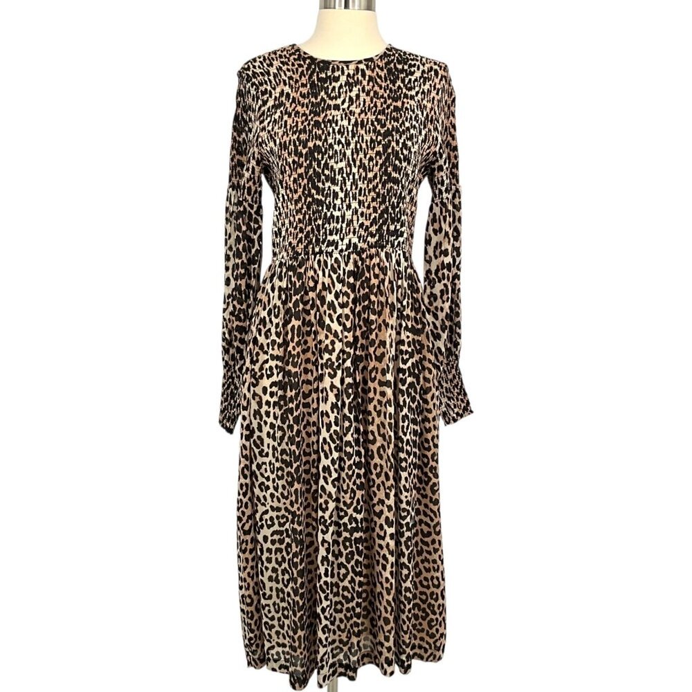Ganni Leopard Print Midi Dress